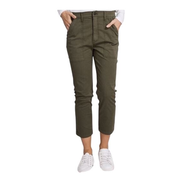 3x1 Sabine Tapered Stretch Twill Cropped Chino Pants in Moss Green Women's 25 - Picture 1 of 9